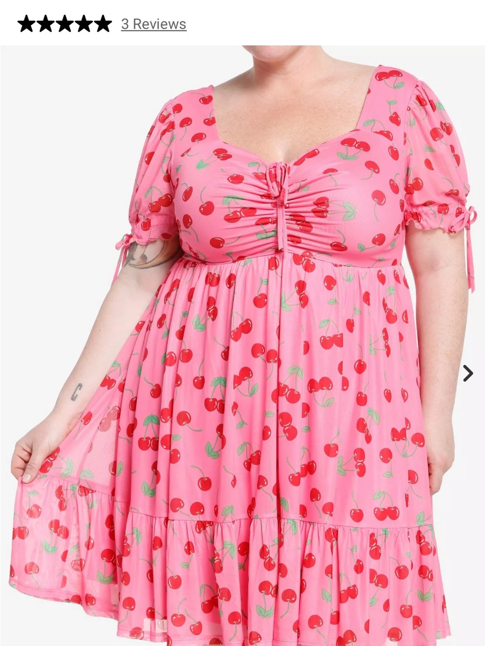 Sweet society cherries pink puff sleeve dress size 5X